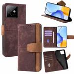 For Honor X60 GT 5G Color Stitching Skin Feel Leather RFID Blocking Phone Case(Brown)