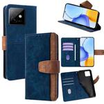 For Honor X60 GT 5G Color Stitching Skin Feel Leather RFID Blocking Phone Case(Blue)