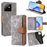 For Honor X60 GT 5G Color Stitching Skin Feel Leather RFID Blocking Phone Case(Grey)