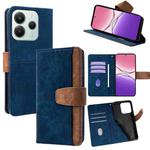 For Redmi Note 14 4G 164.84mm EU Color Stitching Skin Feel Leather RFID Blocking Phone Case(Blue)