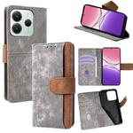 For Redmi Note 14 4G 164.84mm EU Color Stitching Skin Feel Leather RFID Blocking Phone Case(Grey)