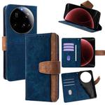 For Xiaomi 15 Ultra Color Stitching Skin Feel Leather RFID Blocking Phone Case(Blue)