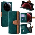 For Xiaomi 15 Ultra Color Stitching Skin Feel Leather RFID Blocking Phone Case(Green)