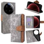 For Xiaomi 15 Ultra Color Stitching Skin Feel Leather RFID Blocking Phone Case(Grey)