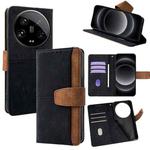 For Xiaomi 14 Ultra Color Stitching Skin Feel Leather RFID Blocking Phone Case(Black)