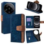 For Xiaomi 14 Ultra Color Stitching Skin Feel Leather RFID Blocking Phone Case(Blue)