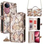For vivo V50 5G Crossbody Handle Snake Texture Leather Phone Case(White)
