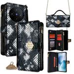 For vivo X200s 5G Crossbody Handle Snake Texture Leather Phone Case(Black)