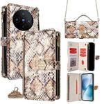 For vivo X200s 5G Crossbody Handle Snake Texture Leather Phone Case(White)