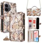 For Honor 400 Global 156.5mm Crossbody Handle Snake Texture Leather Phone Case(White)