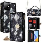 For Honor X60 GT 5G Crossbody Handle Snake Texture Leather Phone Case(Black)