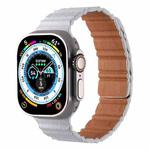 For Apple Watch 46mm / 49mm / 45mm / 44mm Magnetic PU Leather Watch Band(Pink White)