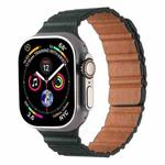 For Apple Watch 46mm / 49mm / 45mm / 44mm Magnetic PU Leather Watch Band(Cedar Green)