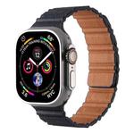 For Apple Watch 42mm / 41mm / 40mm / 38mm Magnetic PU Leather Watch Band(Dark Blue)
