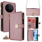 For vivo X200s 5G Crossbody Handle Cross Texture Leather Phone Case(Rose Gold)