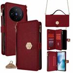 For vivo X200s 5G Crossbody Handle Cross Texture Leather Phone Case(Red)