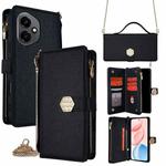 For Honor 400 Global 156.5mm Crossbody Handle Cross Texture Leather Phone Case(Black)