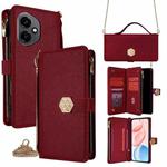 For Honor 400 Global 156.5mm Crossbody Handle Cross Texture Leather Phone Case(Red)