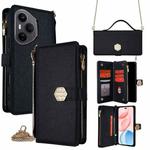 For Honor 400 Pro Global 160.8mm Crossbody Handle Cross Texture Leather Phone Case(Black)