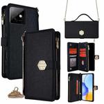 For Honor X60 GT 5G Crossbody Handle Cross Texture Leather Phone Case(Black)