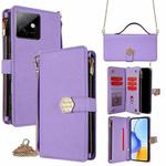 For Honor X60 GT 5G Crossbody Handle Cross Texture Leather Phone Case(Purple)
