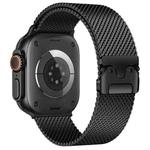 For Apple Watch 46mm / 49mm / 45mm / 44mm xDfind Umbrella Buckle Think Milanese Stainless Steel Watch Band(Black)