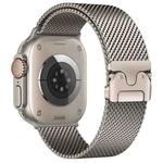 For Apple Watch 46mm / 49mm / 45mm / 44mm xDfind Umbrella Buckle Think Milanese Stainless Steel Watch Band(Titanium Color)