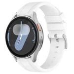 20mm Flat Head Solid Color Steel Buckle Silicone Watch Band(White)