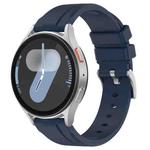 20mm Flat Head Solid Color Steel Buckle Silicone Watch Band(Navy Blue)