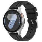 20mm Flat Head Solid Color Steel Buckle Silicone Watch Band(Black)