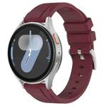 20mm Flat Head Solid Color Steel Buckle Silicone Watch Band(Wine Red)