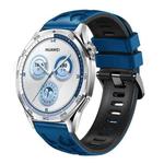22mm Two Color Printed Silicone Watch Band(Black Blue)