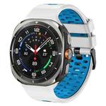 For Samsung Galaxy Watch Ultra 47mm Two Color Silicone Breathable Watch Band(White Blue)