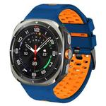For Samsung Galaxy Watch Ultra 47mm Two Color Silicone Breathable Watch Band(Blue Orange)