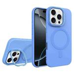 For iPhone 16 Pro Diamond Texture Lens Holder Skin Feel MagSafe Phone Case(Sierra Blue)