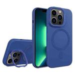 For iPhone 13 Pro Max Diamond Texture Lens Holder Skin Feel MagSafe Phone Case(Royal Blue)