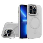 For iPhone 13 Pro Diamond Texture Lens Holder Skin Feel MagSafe Phone Case(Grey)