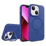 For iPhone 13 Diamond Texture Lens Holder Skin Feel MagSafe Phone Case(Royal Blue)