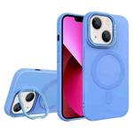 For iPhone 13 Diamond Texture Lens Holder Skin Feel MagSafe Phone Case(Sierra Blue)