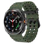 For Samsung Galaxy Watch Ultra 47mm Dual Buckle Colorful Dots Silicone Watch Band(Army Green)