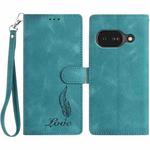 For Google Pixel 9a Skin Feel Embossed Feather Leather Phone Case(Green)
