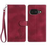For Google Pixel 9a Skin Feel Embossed Feather Leather Phone Case(Red)