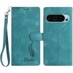 For Google Pixel 10 Pro Skin Feel Embossed Feather Leather Phone Case(Green)