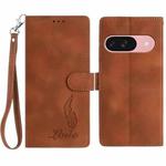 For Google Pixel 10 Skin Feel Embossed Feather Leather Phone Case(Brown)