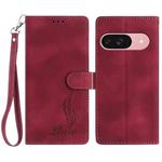 For Google Pixel 10 Skin Feel Embossed Feather Leather Phone Case(Red)