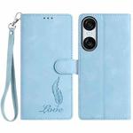 For Sony Xperia 10 VI Skin Feel Embossed Feather Leather Phone Case(Light Blue)