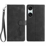 For Sony Xperia 10 VI Skin Feel Embossed Feather Leather Phone Case(Black)