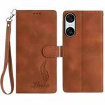 For Sony Xperia 10 VI Skin Feel Embossed Feather Leather Phone Case(Brown)