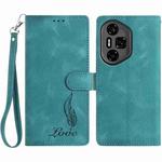 For Honor 300 Skin Feel Embossed Feather Leather Phone Case(Green)