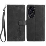 For Honor 200 Skin Feel Embossed Feather Leather Phone Case(Black)